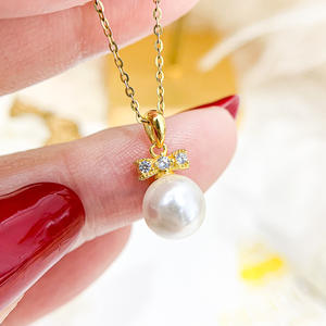 Colgante de Plata S925 para DIY, Accesorio para Cuentas Redondas de 8-12mm y Base Vacía para Collar con Lazo, Colgante 30889 para Collar de Perlas - Product Image 4