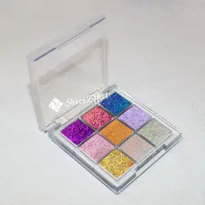Sheeneffect new pink eyeshadow palette 9 Colour Mini Holographic Sultry Loose Pigment Beauty Glazed Eye Shadow Palette