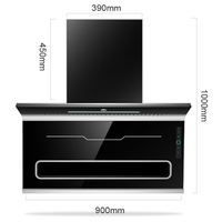 저소음 90cm 통풍구 상단/측면 자동 청소 초강력 흡입 스마트 레인지 후드 전기 가정용 호텔용
