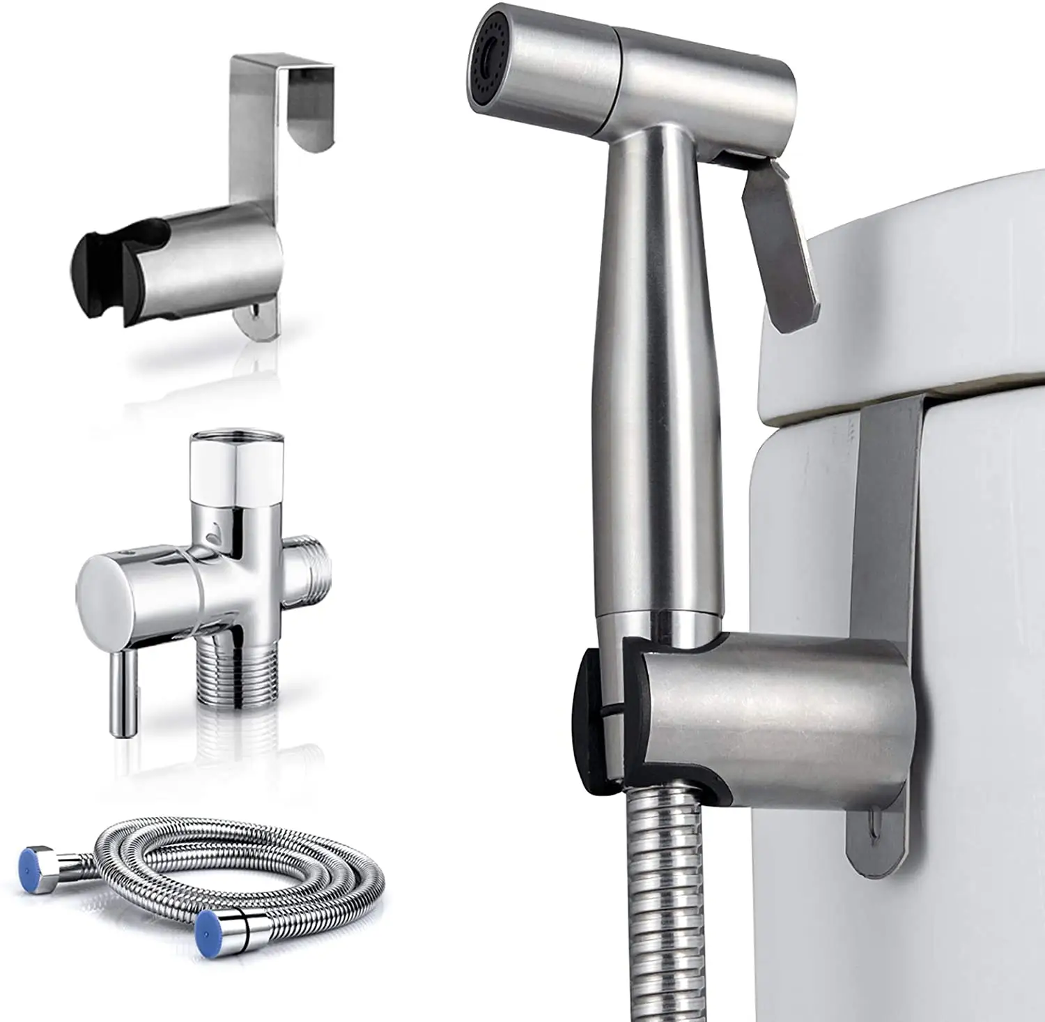 Redge - Bidet Sprayer Attachment Kit-Druck verstellbares T-Ventil, Hand bidets Shattaf aus gebürstetem Edelstahl