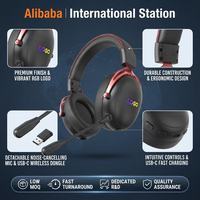 Casque de jeu circum-auriculaire ANC OEM ODM avec éclairage RGB, micro en cuir et transducteur dynamique