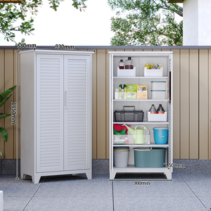 Armoire de rangement extérieure en métal avec portes verrouillables et étagères réglables pour outils de jardin, patio, garage, cour arrière - Product Image 1