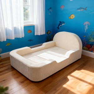 Cama Infantil Tapizada con Diseño Innovador 2026, Sofá Cama para Niños Pequeños con Colchón Personalizado y Barandilla, Cama de Espuma para Dormitorio - Product Image 1