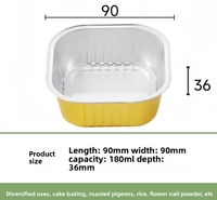 180ml 6oz Mini Square Aluminum Foil Containers PET Foil Lid Recyclable Customized Colors for Bakery Cupcake Tins Dessert Mold