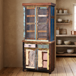 Industrial Solid Wood Antique Hutch Storage <b>Cabinet</b> for Kitchen Living Room Apartment Bedroom Farmhouse - Product Image 2