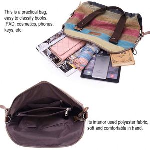 Colorful <b>Canvas</b> Messenger Bag Striped <b>Handbags</b> for Women Ladies - Product Image 3