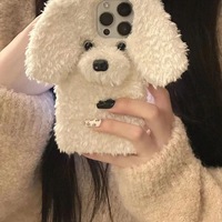 Coque de téléphone antichoc en peluche 3D motif chiot de dessin animé pour iPhone 17 16 15 14 13 12 11 Pro Max XS 6 7 8 Plus XR XS