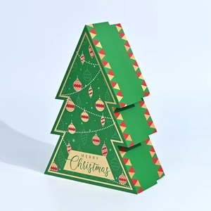 Caja de regalo única con forma de árbol de Navidad, hecha de papel reciclado, con tapa y base, personalizable según las necesidades. - Product Image 2