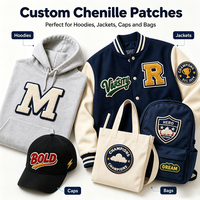 Patch en chenille personnalisé en gros, broderie 3D effet serviette, badge logo sportif, patch brodé thermocollant pour casquette et veste universitaire