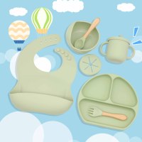 Ensemble d'alimentation pour bébé en silicone en forme d'animal Bloqueur de nourriture pour enfants avec plaque d'aspiration pour nourriture par Babi Feed Set