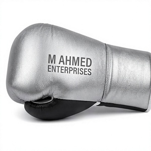 Guantes de Boxeo Profesionales 100% Cuero Original de Alta Calidad Negros y Grises con Cordones - Product Image 2