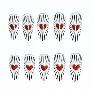 <span class=keywords><strong>Uñas</strong></span> Postizas Rojas de Alta Calidad para el Día de San Valentín, 10 Piezas, Forma de Almendra, Hechas a Mano con <span class=keywords><strong>Amor</strong></span> y Diseño de Lazo, Material Acrílico Reutilizable - Product Image 6