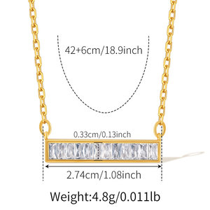 ORNAPEADIA Collana con pendente CZ taglio baguette per donna, girocollo delicato con zirconi rettangolari, gioielli eleganti e minimalisti per l'uso quotidiano - Product Image 6