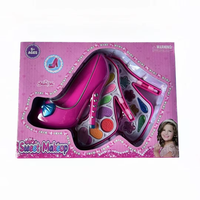 Vente en gros Ensemble de maquillage rose à talons hauts à deux couches Design haut de gamme Maison de jeu Série Cosmétiques Jouets Cadeaux pour les filles