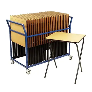 أثاث مدرسي طاولة دراسة مفردة من الخشب الكريستالي المتوسط قابلة للطي مع خطاف للأقلام