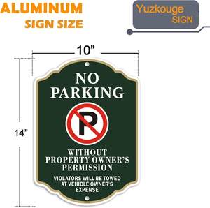 Letrero de Prohibido Estacionar, los Violadores Serán Remolcados a Cuenta del Propietario del Vehículo, Letrero de Aluminio Resistente a la Corrosión de 10*14 Pulgadas, Resistente a la Intemperie - Product Image 1