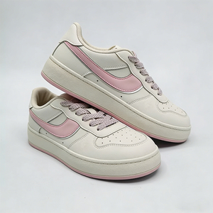 Zapatillas Deportivas Casuales para Mujer con Suela Gruesa y Cordones, Diseño Transpirable en la Puntera, Blancas, Versátiles, para Todas las Temporadas, Estilo Skateboarding - Product Image 3