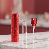 Flacon atomiseur de parfum vide 10 ml, étui cylindrique fin en aluminium à ouverture rotative, pulvérisateur à pompe à motif floral, couleur personnalisable