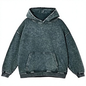 Sudadera con Capucha Extra Grande para Hombre, 100% Algodón, Felpa Francesa, Color Sólido Lavado, Diseño Casual con Bolsillo Frontal y Logotipo, Ropa de Otoño - Product Image 4