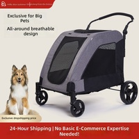 Poussette pliable pour animaux de compagnie, capacité de charge de 35 kg, cadre en acier au carbone, porte-animaux, poignée réglable, chariot de voyage pour chien, vente en gros OEM