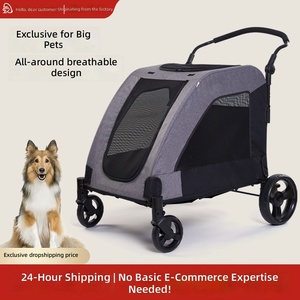 Poussette pliable <span class=keywords><strong>pour</strong></span> animaux de compagnie, capacité de charge de 35 kg, cadre en acier au carbone, porte-animaux, poignée réglable, <span class=keywords><strong>chariot</strong></span> de voyage <span class=keywords><strong>pour</strong></span> <span class=keywords><strong>chien</strong></span>, vente en gros OEM - Product Image 2