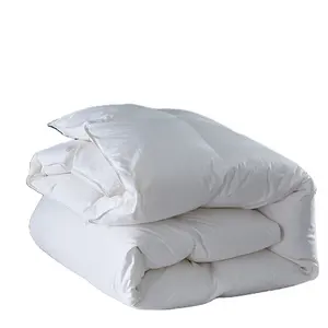 Оптовая продажа, 100% хлопчатобумажная ткань, пуховое одеяло размера «King-Size», белое покрывало из гусиного утиного пера