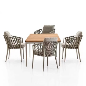 New Style Modern Outdoor Bistro Dining Set French Italy Style Aluminium Wicker <strong>Coffee</strong> <strong>Table</strong> Chair Hotels <strong>Gardens</strong> - Product Image 2