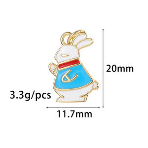 Popular serie de animales de dibujos animados encantos 14K chapado en oro moda esmalte conejo cachorro jirafa Pony colgante Diy accesorios de joyería - Product Image 5