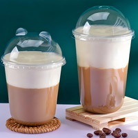 Vente en gros de gobelets en plastique transparent PET à paroi simple personnalisés de 90 mm pour café, yaourt, desserts avec couvercles