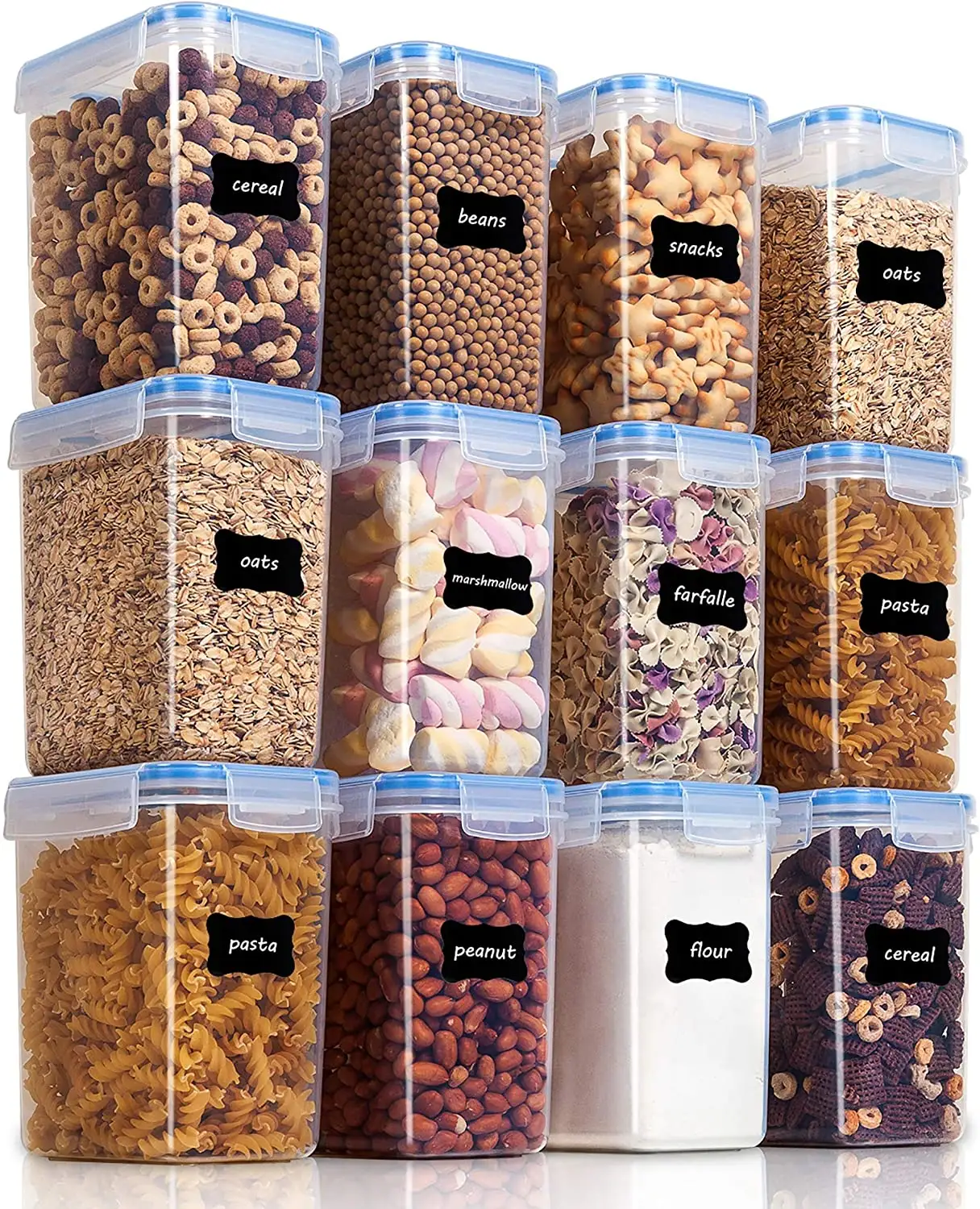 Airtight Food Storage Containers 12 Pieces 1.6L Plastic PBA Free Kitchen Pantry Storage Containers for Sugar Flour