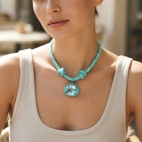 Collier en corde tressée colorée avec pendentif ovale en zircone cubique 5A, en acier inoxydable, résistant à l'eau et inaltérable, bijoux de mode