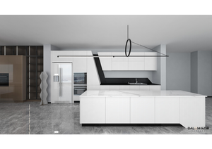 Meuble de cuisine moderne sur mesure en bois, très vendu en 2025, îlot de cuisine laqué économique avec rangement - Product Image 3