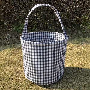 Cesto Pasquale Personalizzato di Alta Qualità, Simpatico Coniglietto, Secchiello per Caramelle per Bambini, Cesto Pasquale Monogrammato a Quadretti - Product Image 5