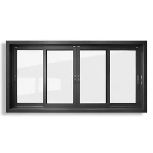 Alucasa Wind Pressure Resistance Window with 4 Panels Bulletproof Coating Glass Sliding Windows