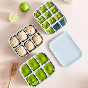 Conteneur de stockage d'aliments pour bébé en silicone de qualité alimentaire avec couvercle, moules en silicone, plateaux de congélation, sans BPA, bac à glaçons pour aliments pour bébé, livraison rapide - Product Image 2