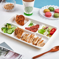 Plateau de repas de canne à sucre jetable Durable 5 compartiments Assiette alimentaire Résistant aux fuites Bagasse de canne à sucre indienne biodégradable robuste