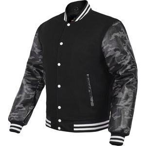 Men's Varsity <b>Jacket</b> <b>Camo</b> Leather Sleeve Wool Blend Letterman College <b>Jacket</b> XXS-5XL - Product Image 1