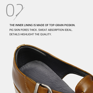 Sandales pour hommes en cuir de vachette sur mesure OEM, style Oxford, respirantes, antidérapantes, confortables, résistantes aux chocs, imperméables, avec sangle à boucle - Product Image 3