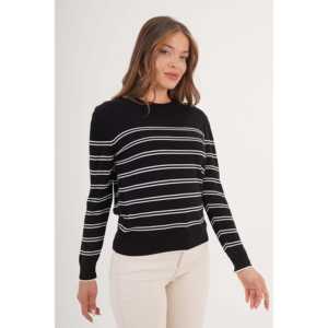 Suéter de Punto Negro al por Mayor para Mujer, Estilo Coreano Ajustado con Decoración de Botones, Estampado Dulce para Otoño - Product Image 3