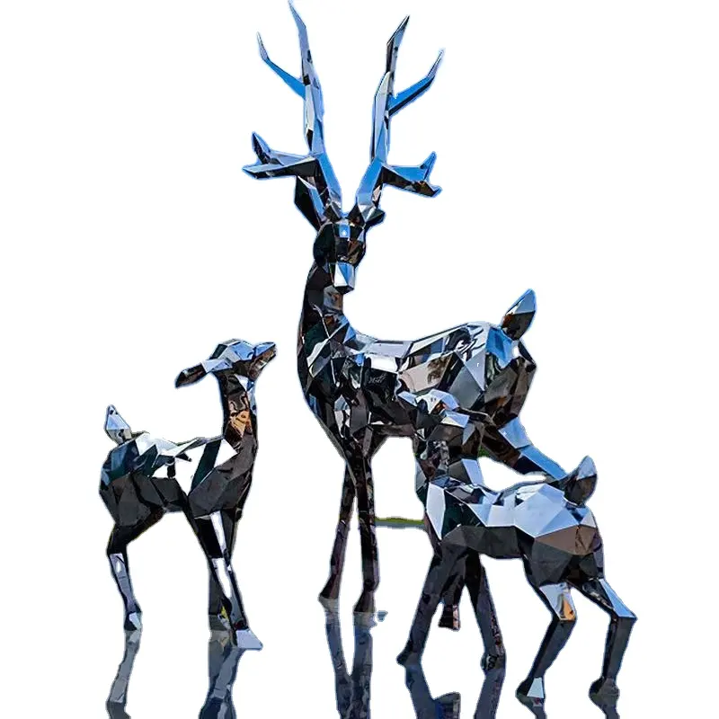 Stainless Steel Metal Animals Abstract Sculpture Life Size Giraffe Sculpture For Wholesale