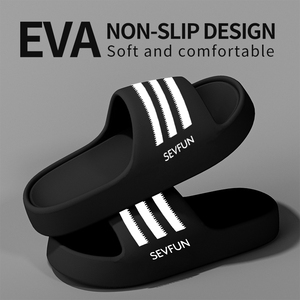 夏屋内ホームスリッパ快適フラットシューズオープンつま先EVAデザイナースリーストライプスバスカップル向け - Product Image 6