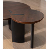 Ensemble de tables basses rondes créatives de style français, 0,9 m, en bois, pour salon, tables d'appoint minimalistes vintage, multifonctionnelles
