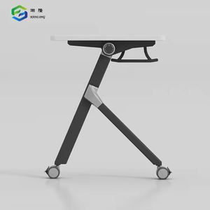 Mesa de entrenamiento con tapa giratoria creativa mesa de conferencia triangular plegable con ruedas - Product Image 4