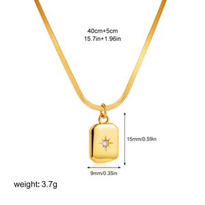 Durable usando precio barato No se desvanece Cadena de hueso de serpiente de acero inoxidable Collar con colgante de esmeralda de circonia cuadrada de oro de 18 quilates - Product Image 5