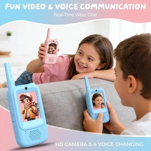 Video <strong>Walkie</strong> <strong>Talkies</strong> 2 Pack Rechargeable Screen <strong>Long</strong> Range 2 Way Radio 4 Voice Effects for Age 3-12 Boys Girls - Product Image 2