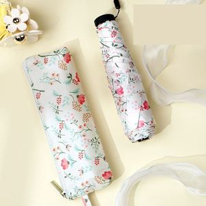 Parapluie pliant 5 sections plat pour protection solaire avec colle colorée, mini parapluie promotionnel en gros avec sac à main - Product Image 4