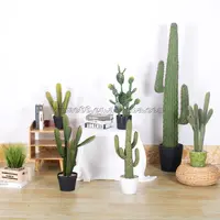 Artificial Cactus Plant with Cement Pot, Faux Plastic Plant