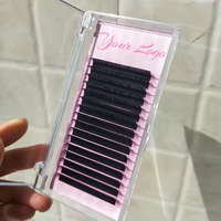 Cils individuels personnalisés en faux vison cachemire noir mat 0.03/0.05 Volume Lash Trays Supplies