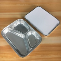 Barquette jetable en aluminium à trois compartiments pour plats à emporter, plateau de cuisson 227 mm, conteneur de restauration et usage domestique