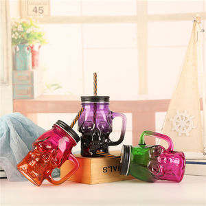 الثقيلة على شكل جمجمة زجاج زجاجة الجمجمة ميسون كوب زجاجي ميسون كوب مع غطاء - Product Image 3